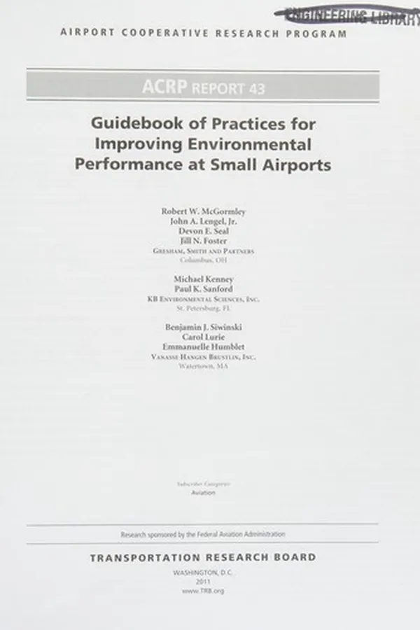Capa de Guidebook of practices for improving environmental performance at small airports