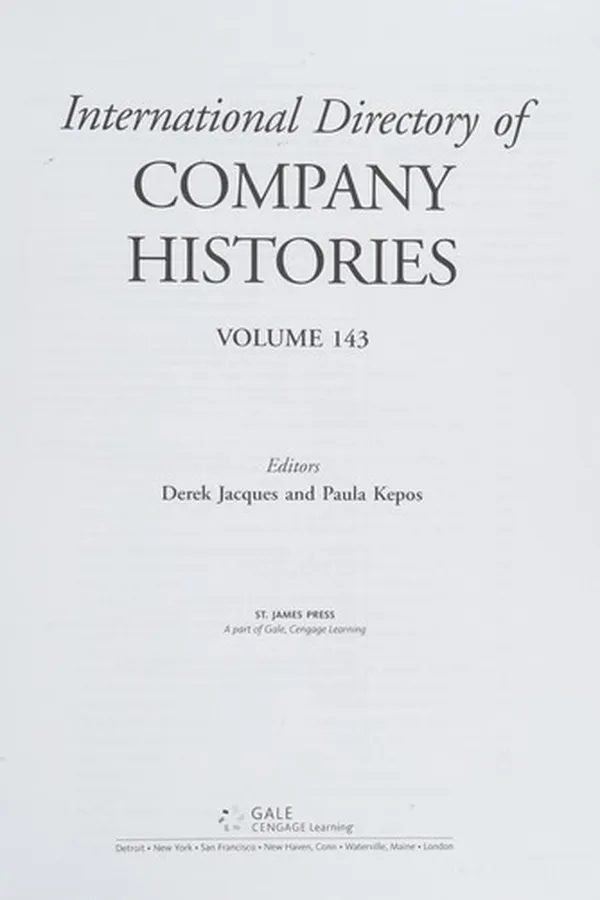 Capa de International directory of company histories. Vol. 143