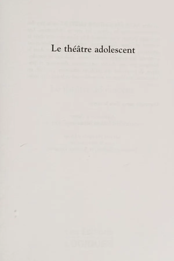 Capa de Le théâtre adolescent