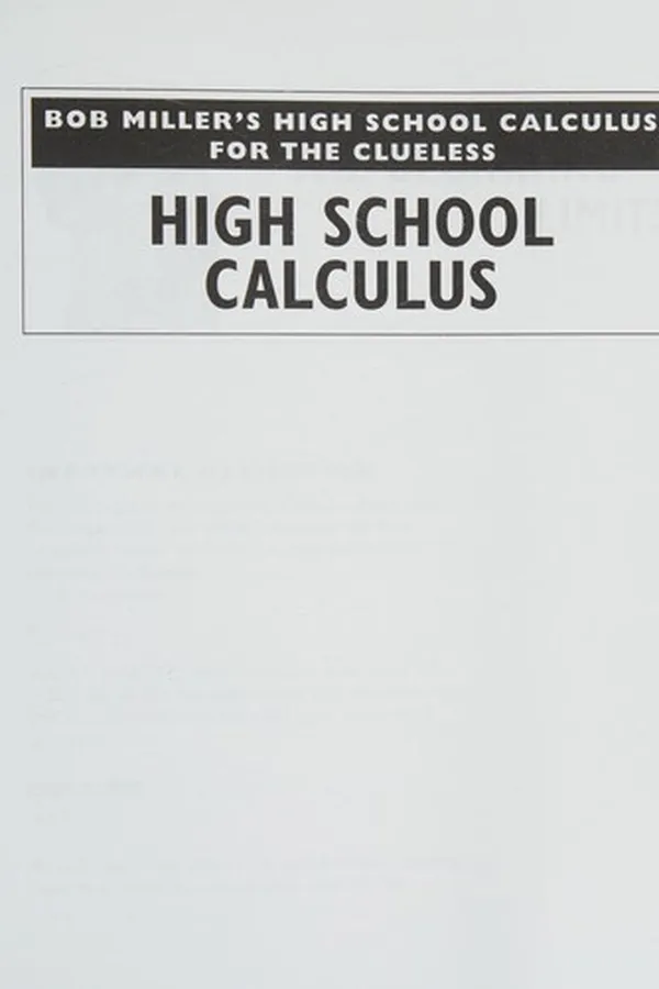 Cover of Bob Miller's high school calculus for the clueless