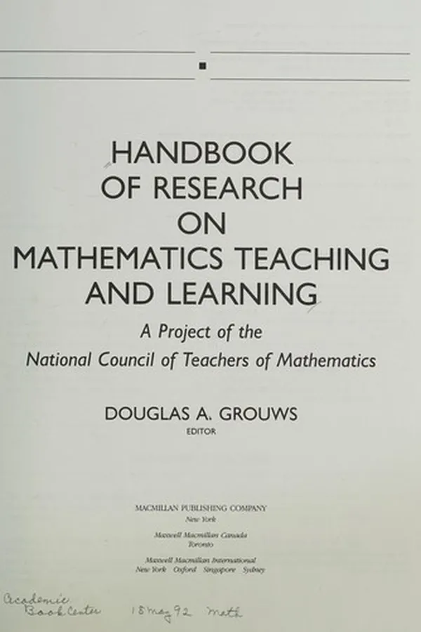 Capa de Handbook of research on mathematics teaching and learning