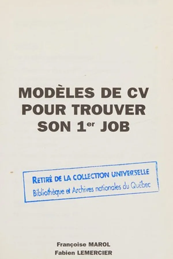 Capa de Modèles de CV pour trouver son 1er job