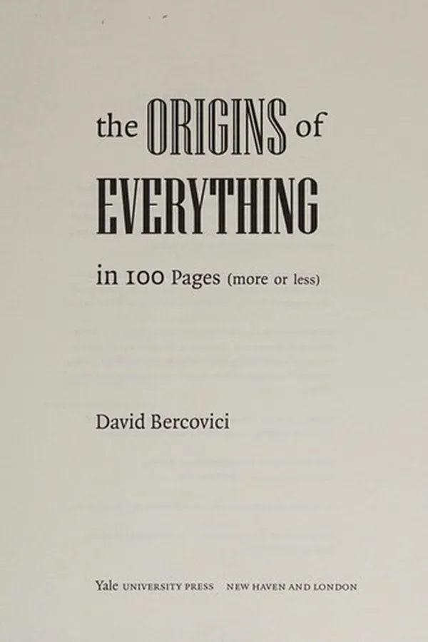 Capa de The origins of everything in 100 pages (more or less)