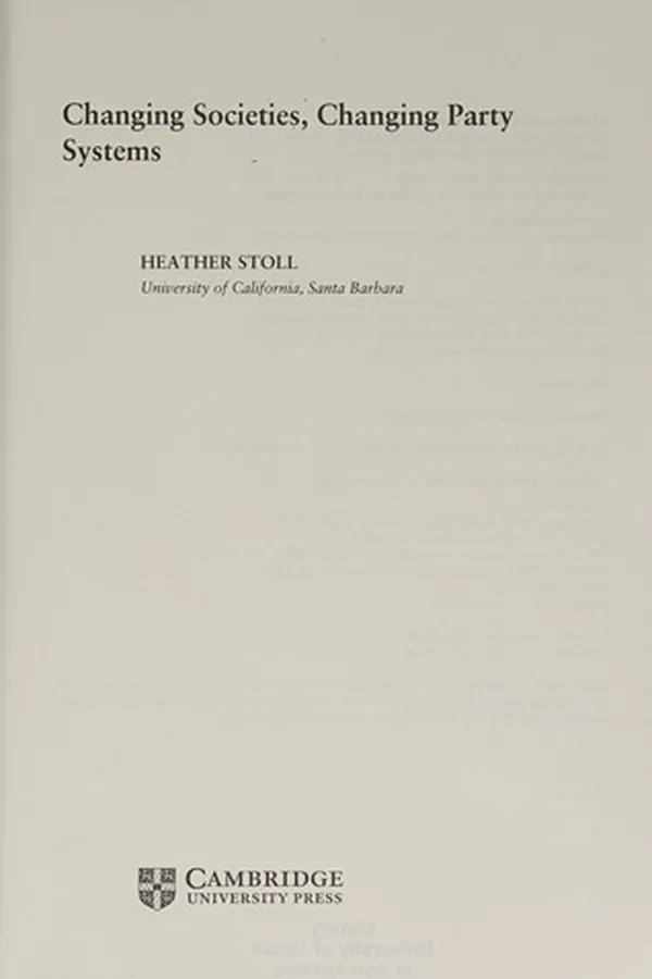 Capa de Changing societies, changing party systems