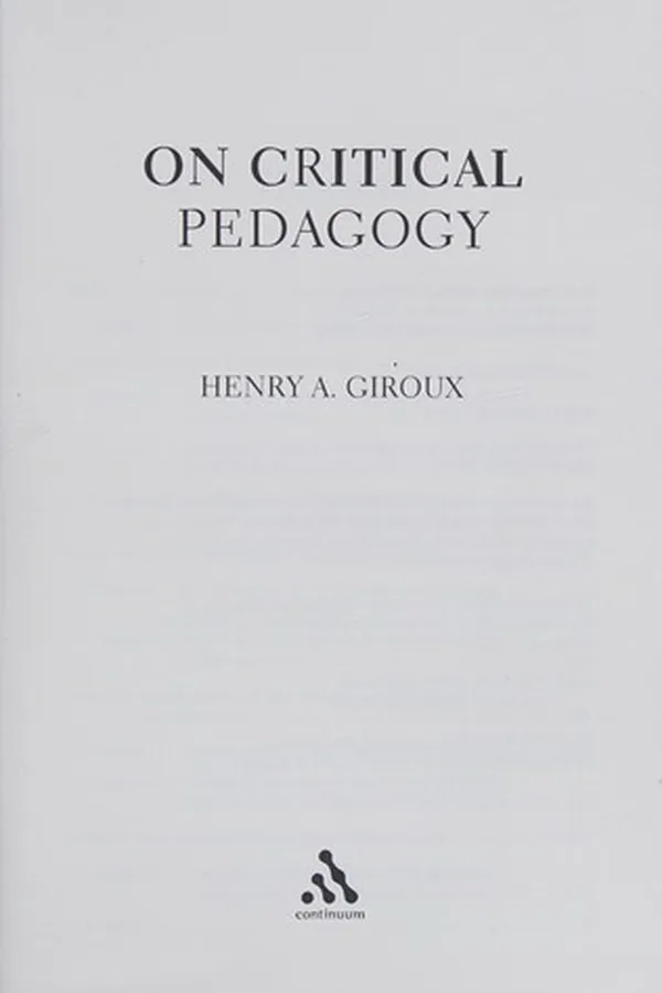 Capa de On critical pedagogy
