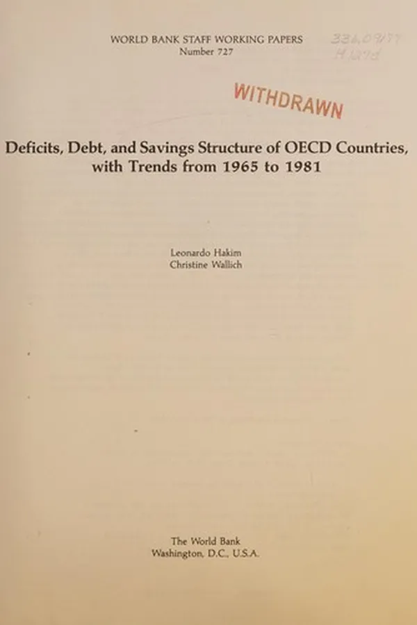 Capa de Deficits, debt, and savings structure of OECD countries, with trends from 1965 to 1981