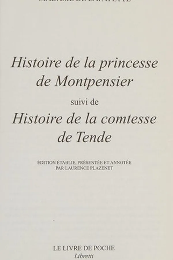 Cover of Histoire de la princesse de Montpensier