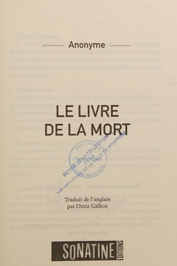 Capa de Le livre de la mort