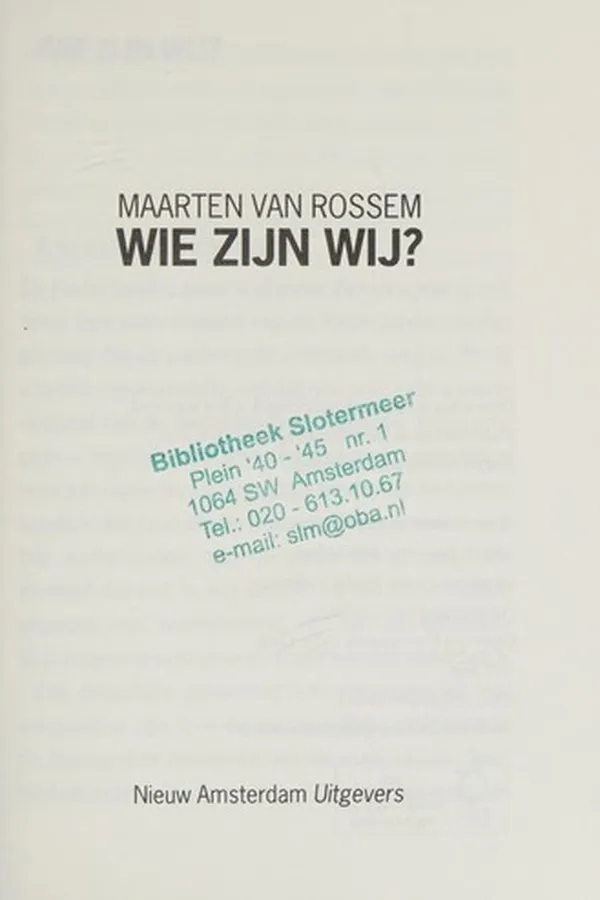 Capa de Wie zijn wij?