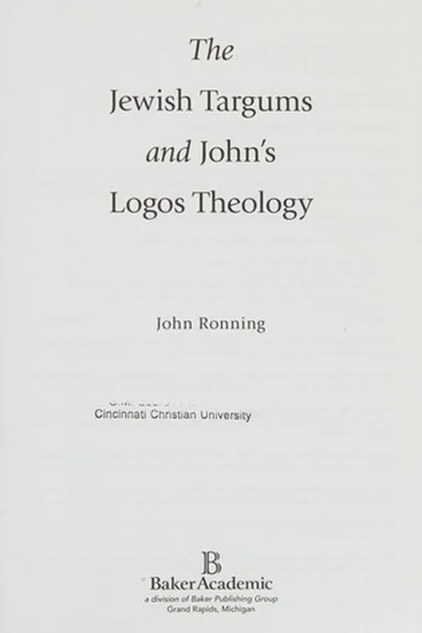 Capa de The Jewish Targums and John's logos theology