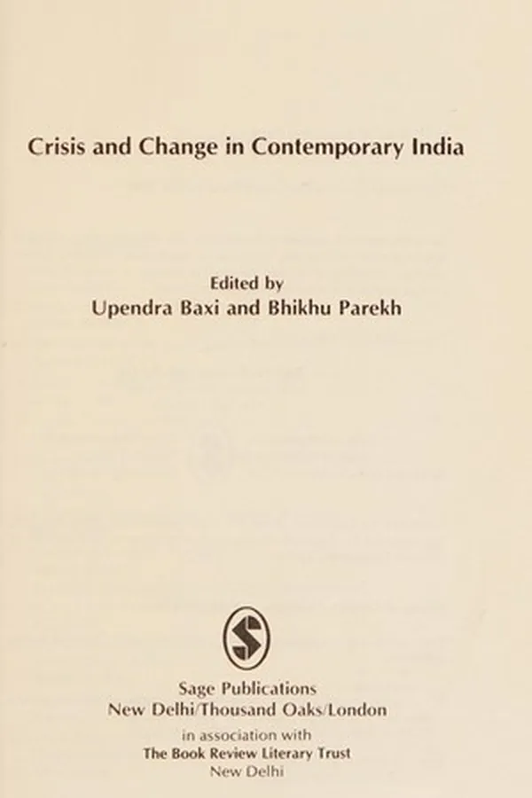 Capa de Crisis and Change in Contemporary India