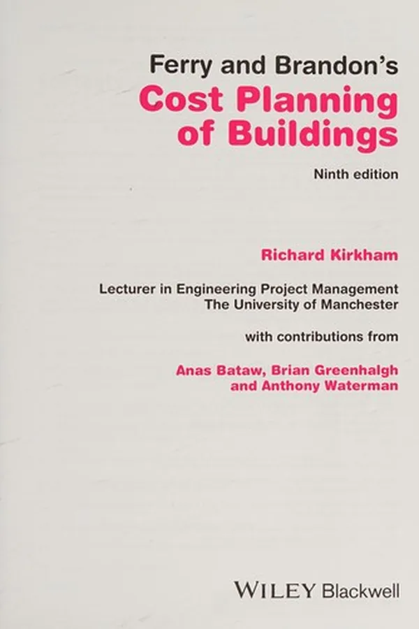 Capa de Ferry and Brandon's cost planning of buildings