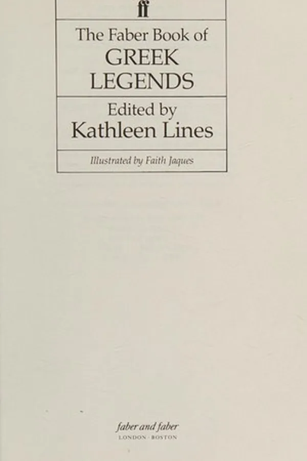 Capa de The Faber book of Greek legends