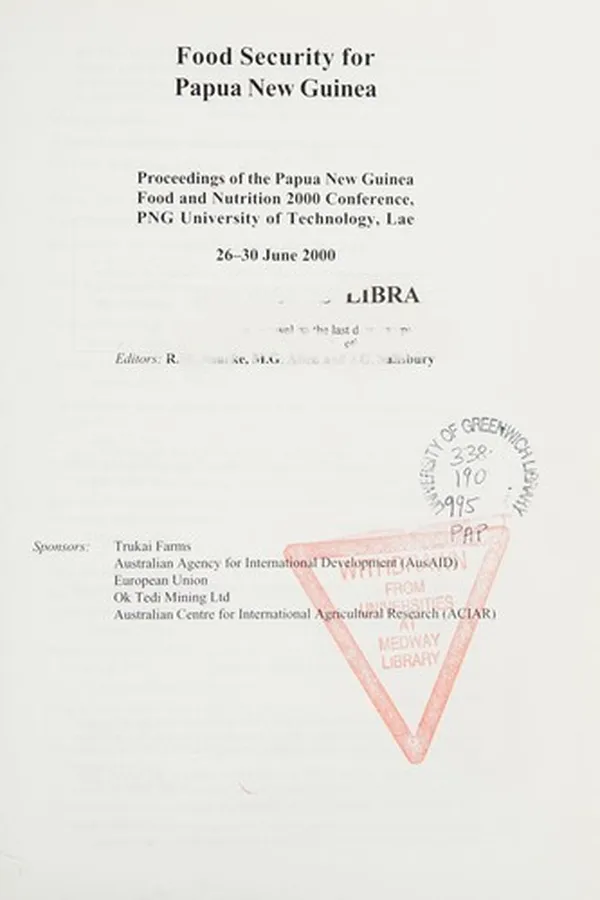 Capa de Food security for Papua New Guinea