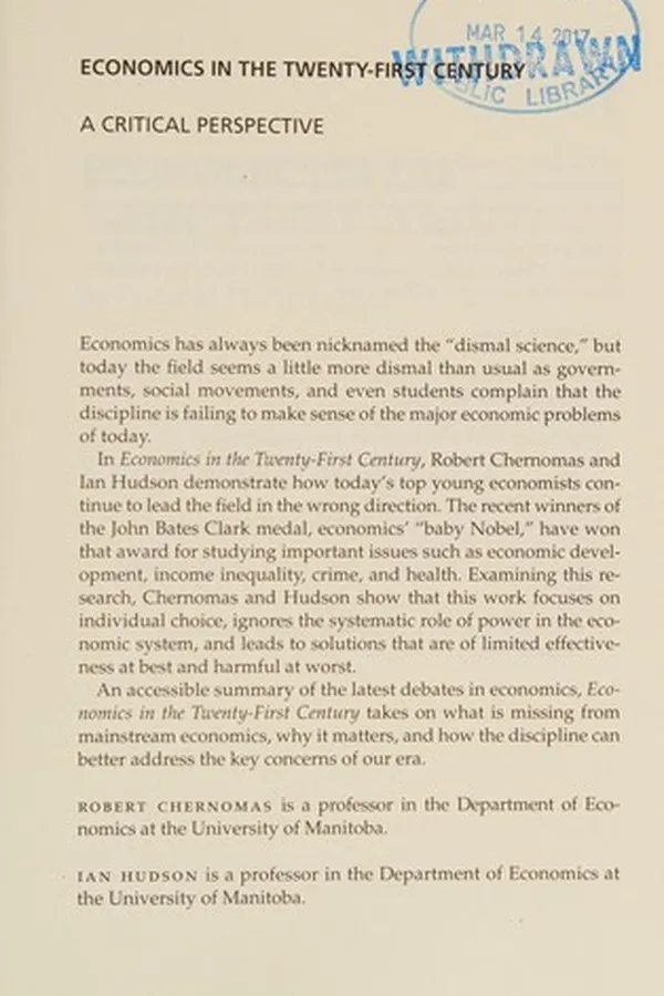 Capa de Economics in the twenty-first century