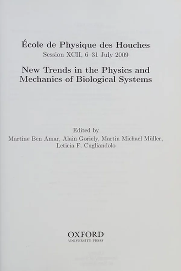 Capa de New trends in the physics and mechanics of biological systems
