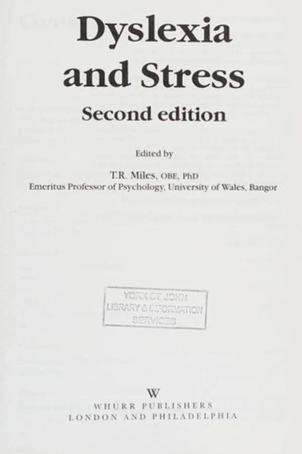 Capa de Dyslexia and stress