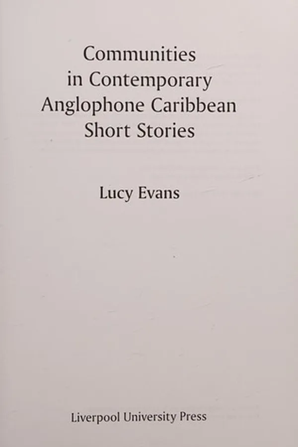 Capa de Communities in Contemporary Anglophone Caribbean Short Stories
