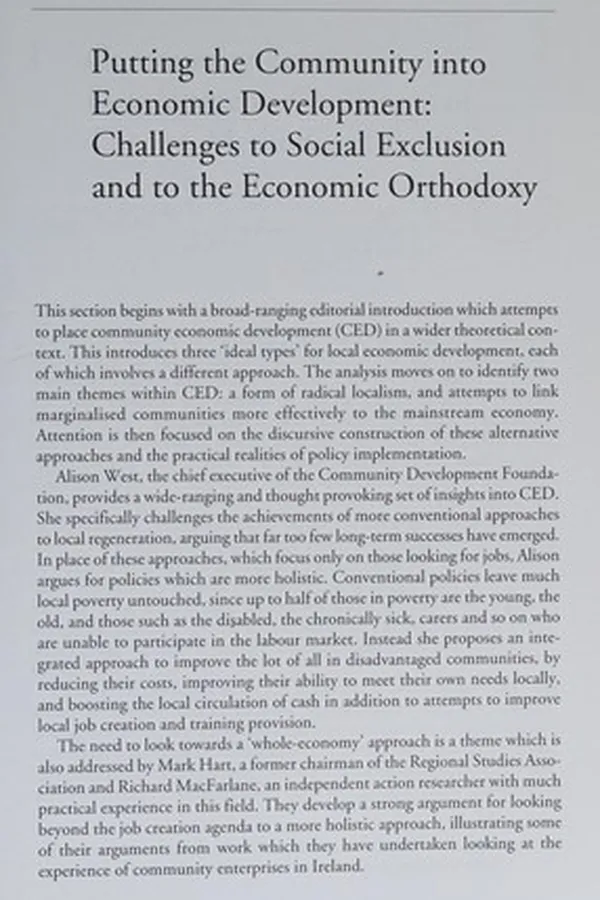 Capa de Community economic development