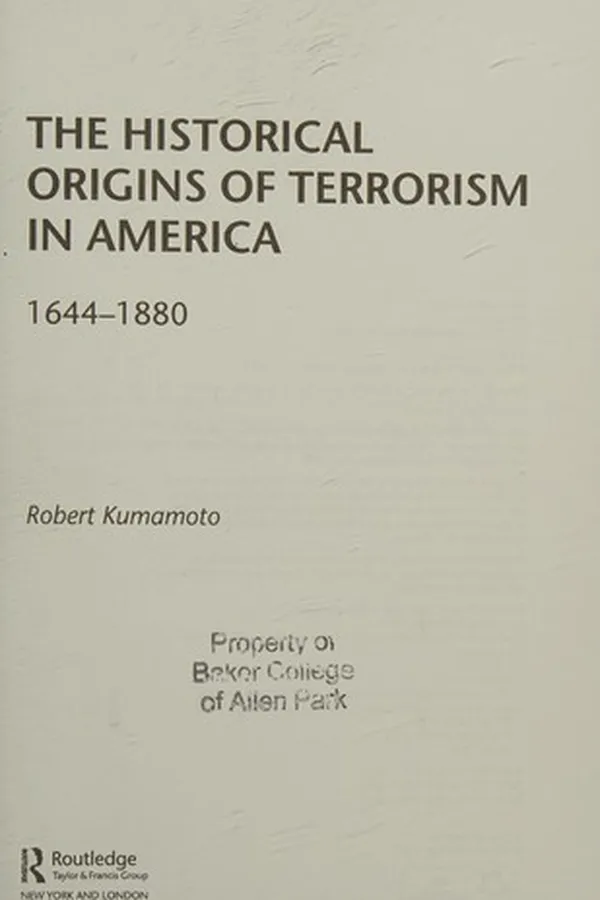 Capa de The historical origins of terrorism in America