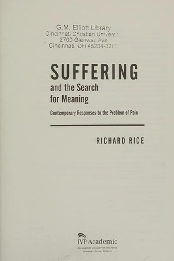 Cover of Suffering and the search for meaning