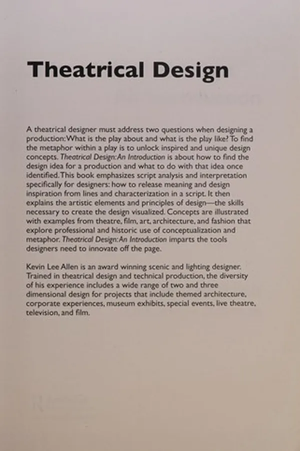 Capa de Theatrical design