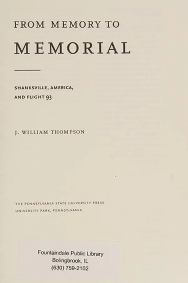 Cover of From Memory to Memorial
