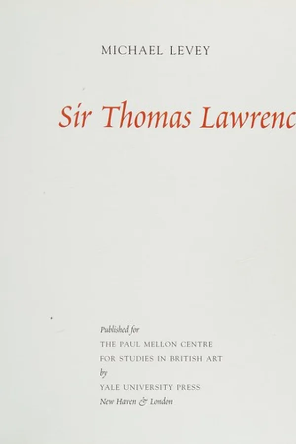 Cover of Sir Thomas Lawrence