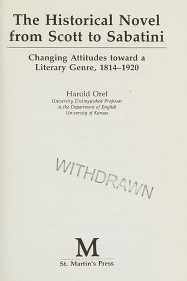 Capa de The historical novel from Scott to Sabatini