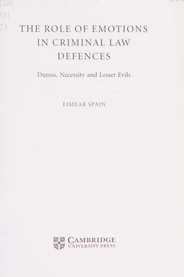 Capa de The role of emotions in criminal law defences