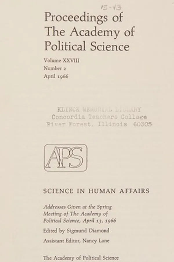 Capa de Science in human affairs