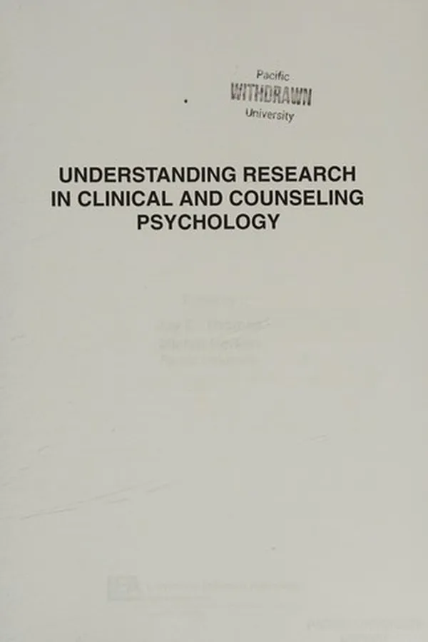 Capa de Understanding research in clinical and counseling psychology