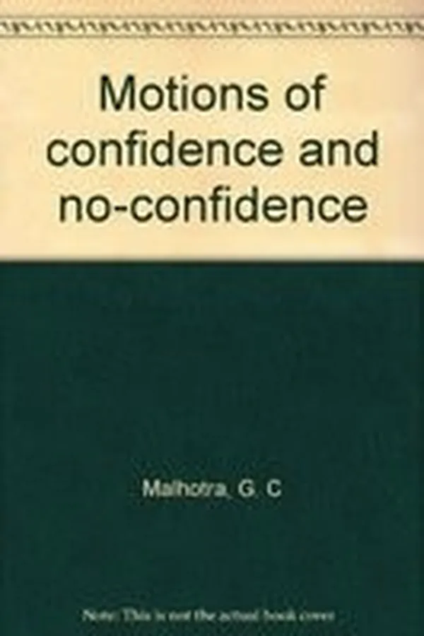 Capa de Motions of confidence and no-confidence