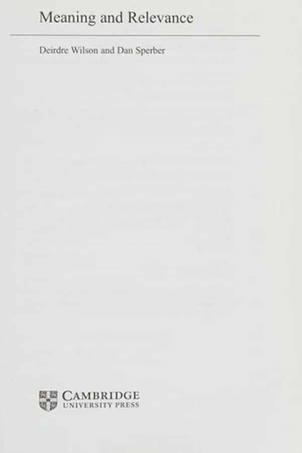 Capa de Meaning and relevance