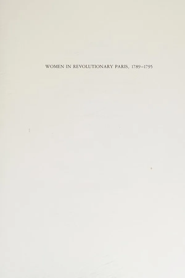 Capa de Women in revolutionary Paris 1789-1795