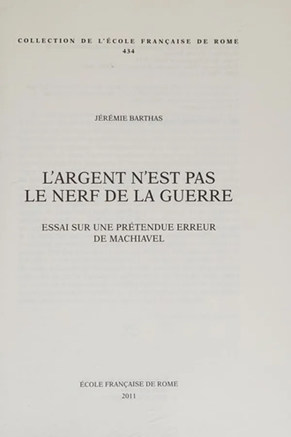 Capa de L'argent n'est pas le nerf de la guerre