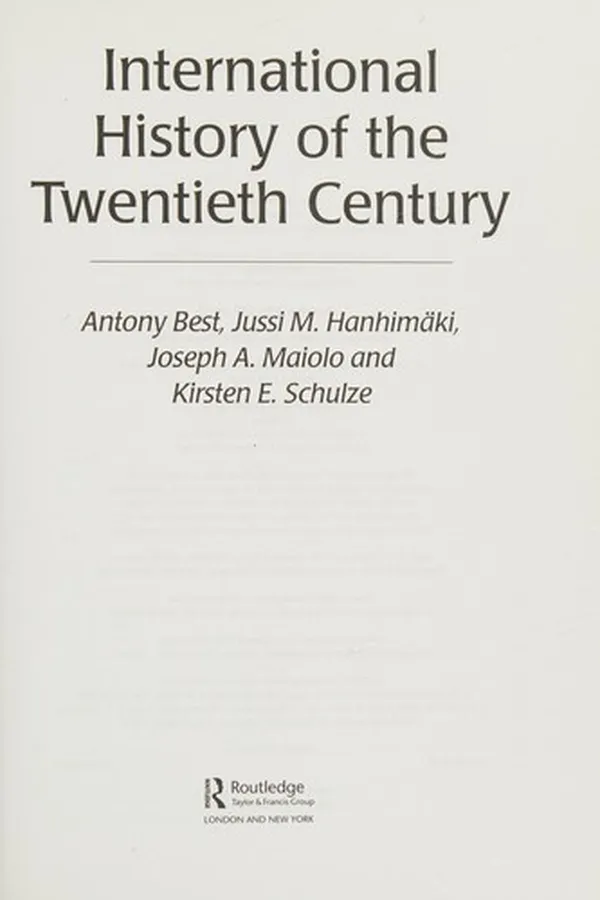Capa de An international history of the twentieth century