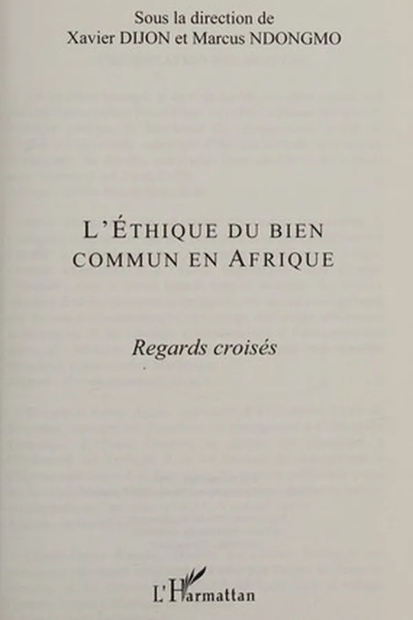 Cover of L'éthique du bien commun en Afrique