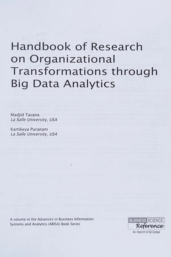 Capa de Handbook of research on organizational transformations through big data analytics
