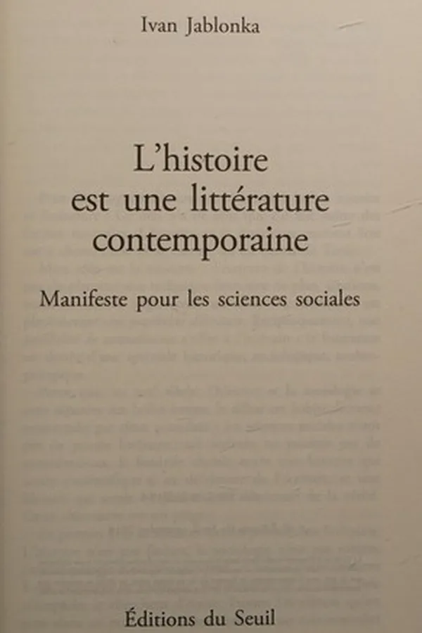 Capa de L'histoire est une littérature contemporaine