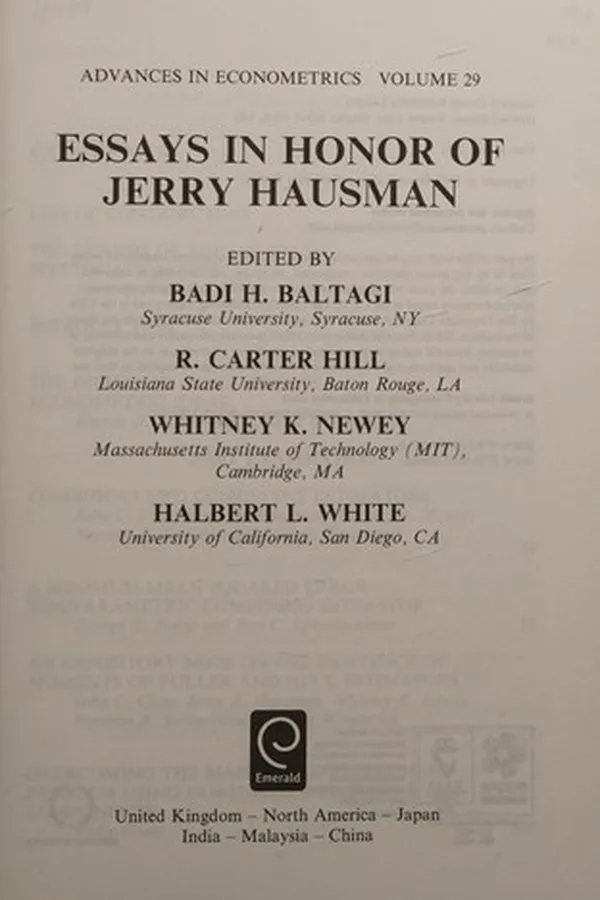 Capa de Essays in Honor of Jerry Hausman