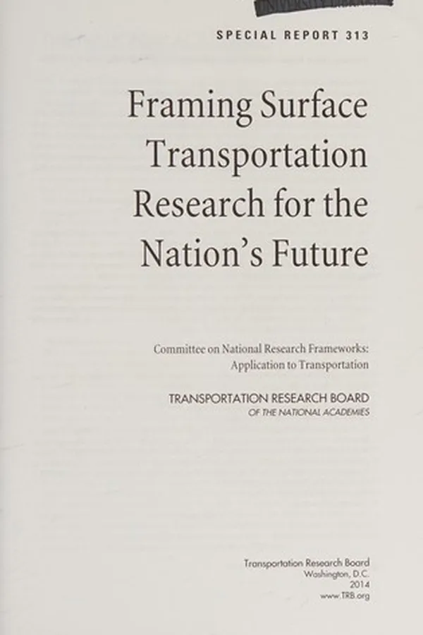 Capa de Framing surface transportation research for the nation's future