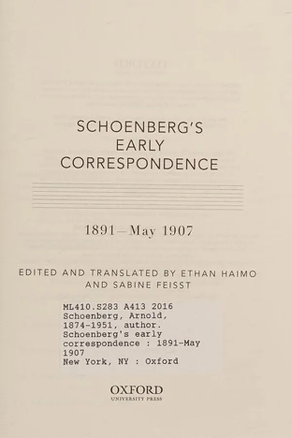 Capa de Schoenberg's Early Correspondence
