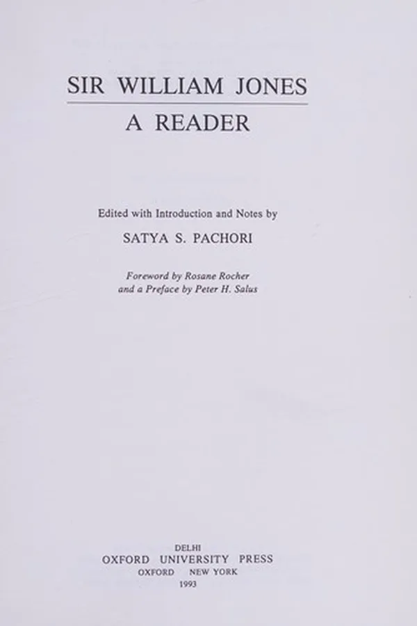 Capa de Sir William Jones, a reader
