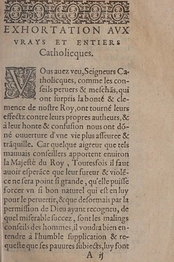 Cover of Exhortation aux vrays et entiers catholicques