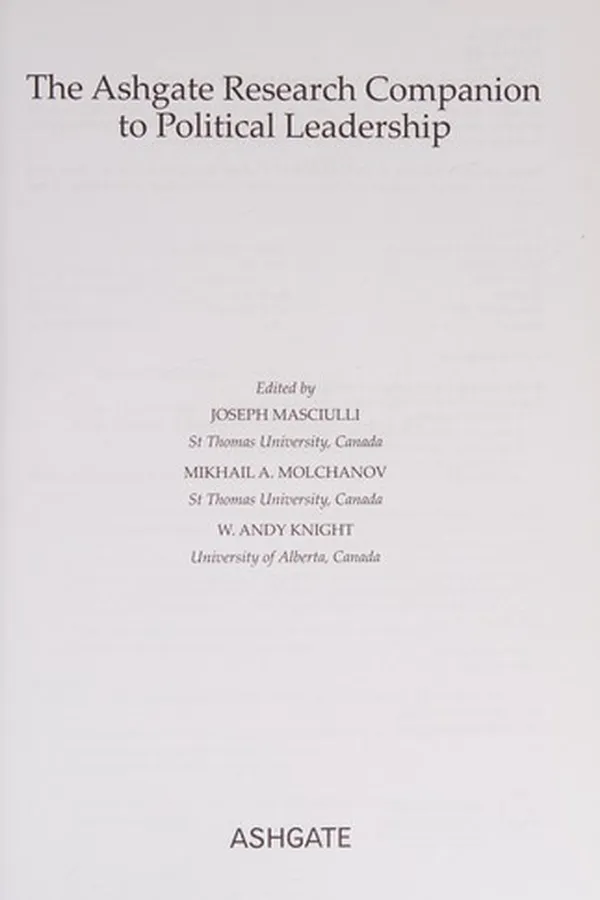 Capa de The Ashgate research companion to political leadership