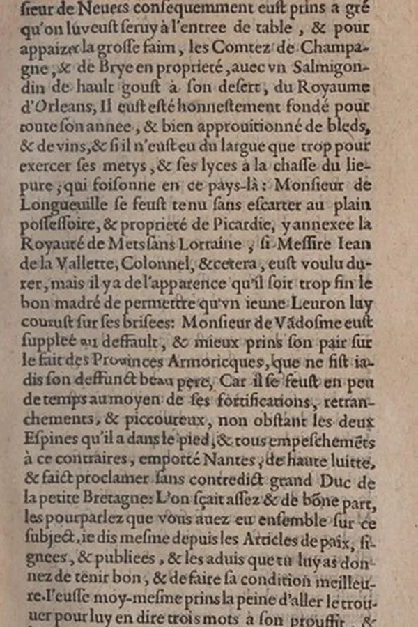 Capa de Libre harangue faicte par Mathault en la presence de Monsieur le prince en son chasteau d'Amboise, le seiziesme iour de iuin 1614