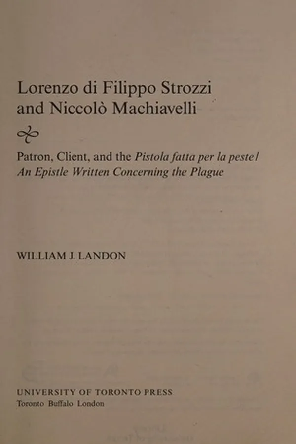 Capa de Lorenzo Di Filippo Strozzi and Niccolo Machiavelli