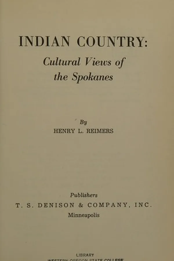 Capa de Indian country: cultural views of the Spokanes