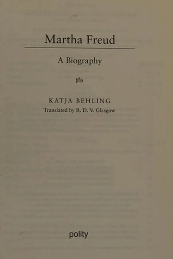 Capa de MARTHA FREUD: A BIOGRAPHY; TRANS. BY R.D.V. GLASGOW